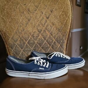 Vans Authentic Navy Blue White Lace Up Low Top Sneakers Shoes